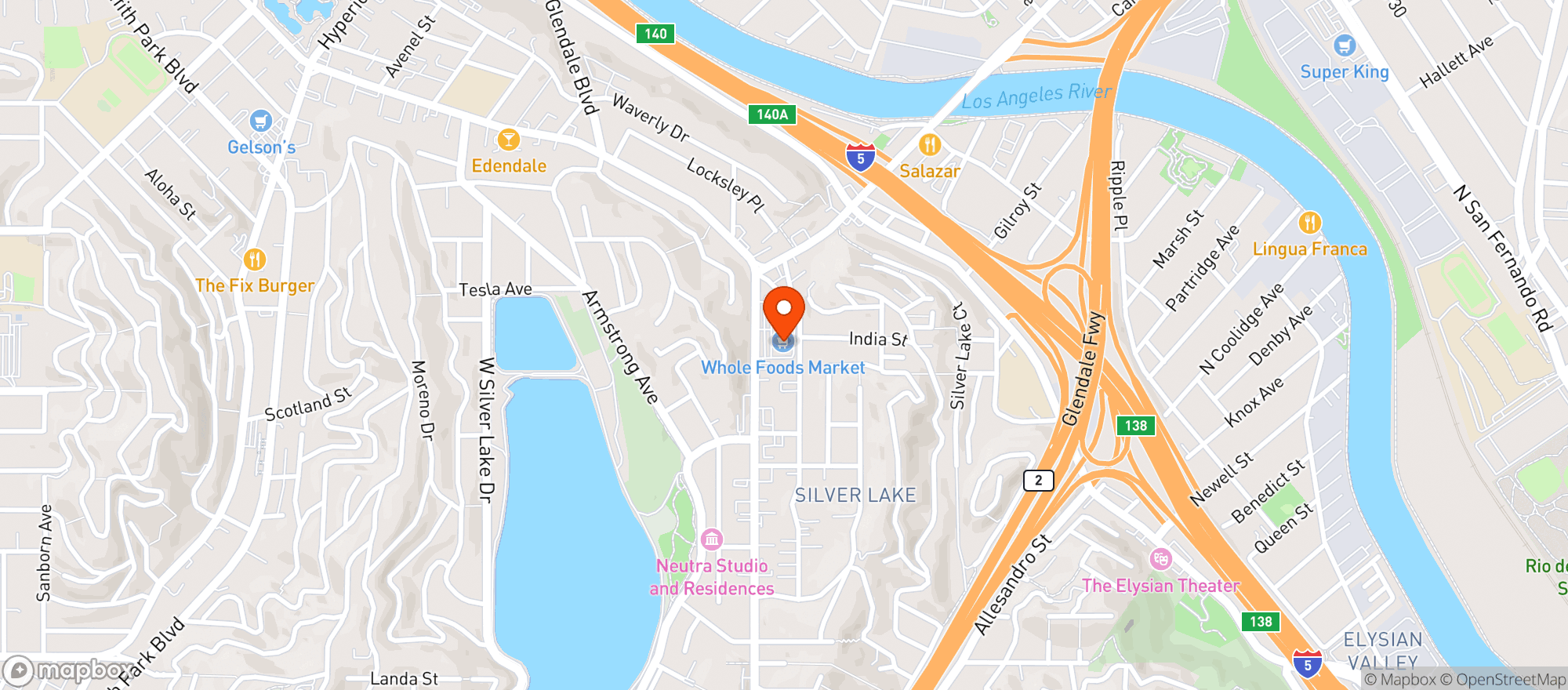Map showing Whole Foods Market - Silver Lake