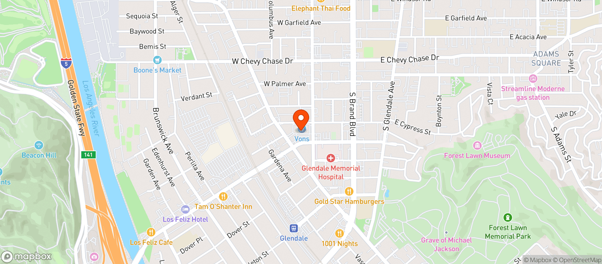 Map showing Vons
