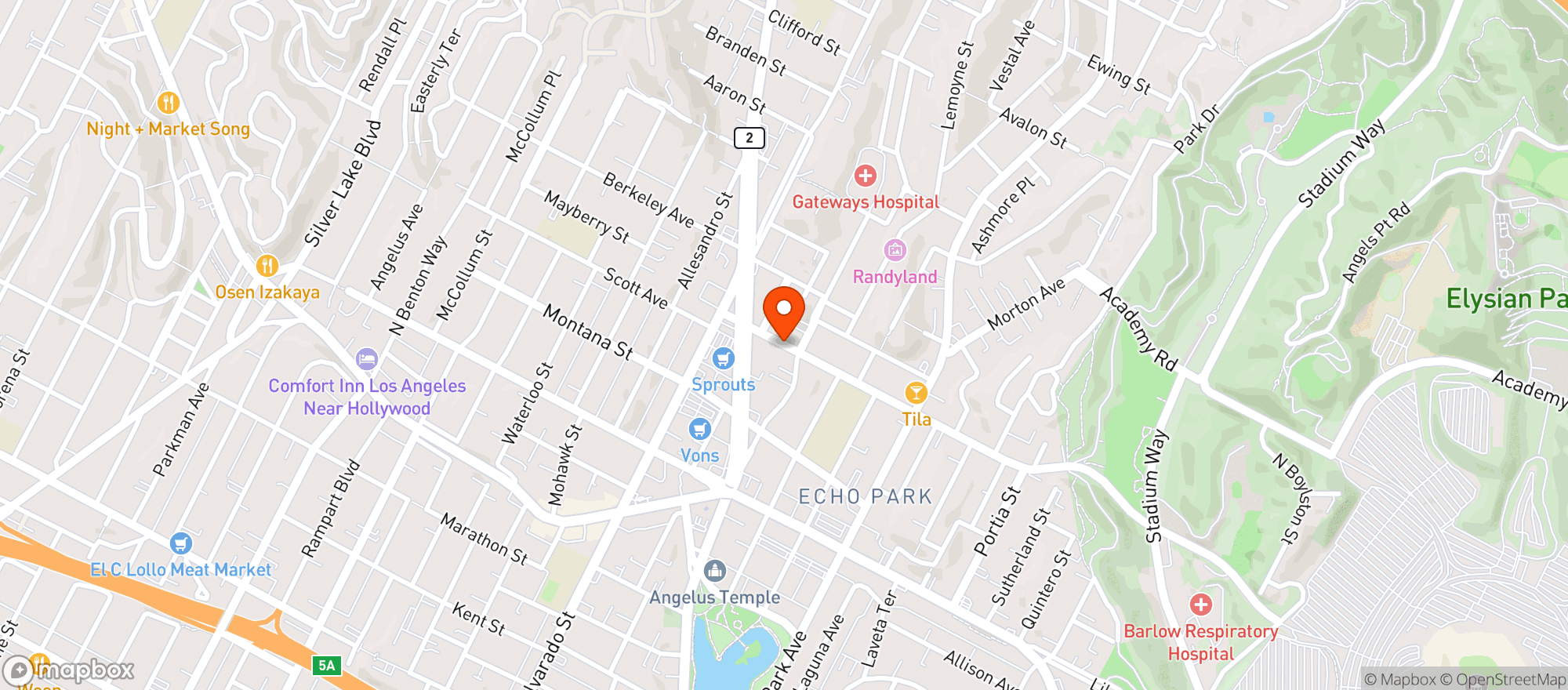 Map showing Trees Of Echo Park