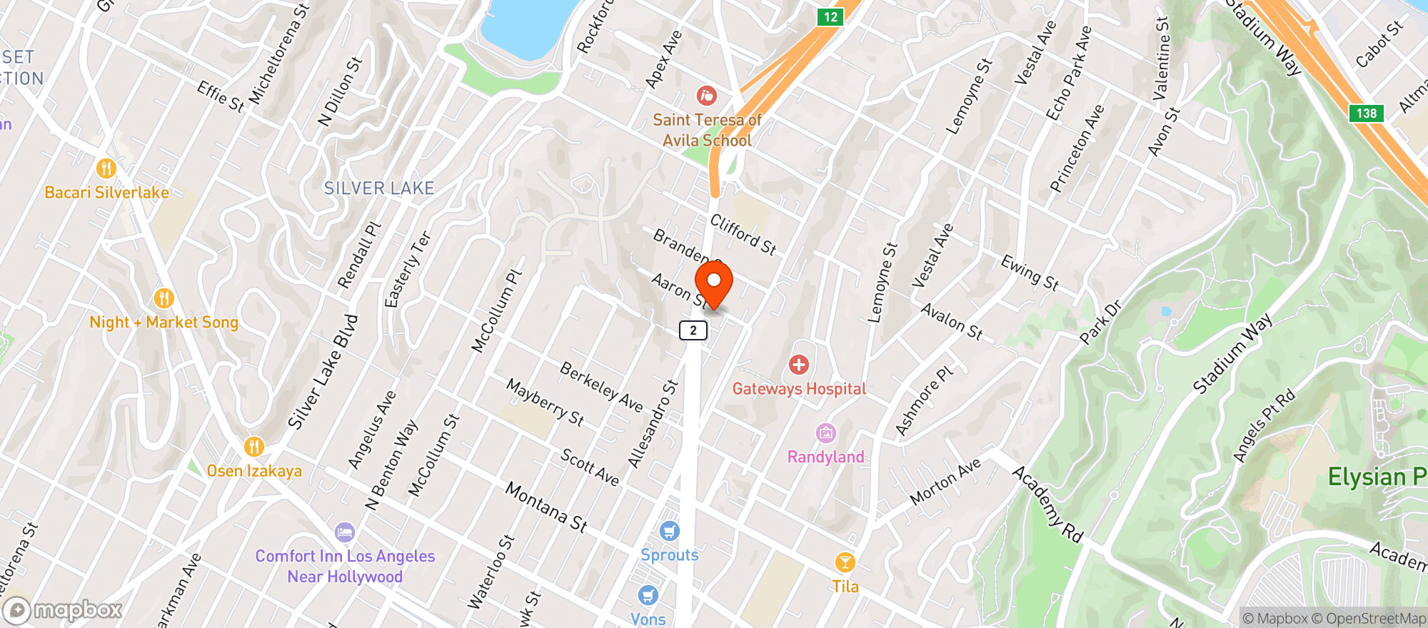 Map showing Eaze Depot - Silver Lake