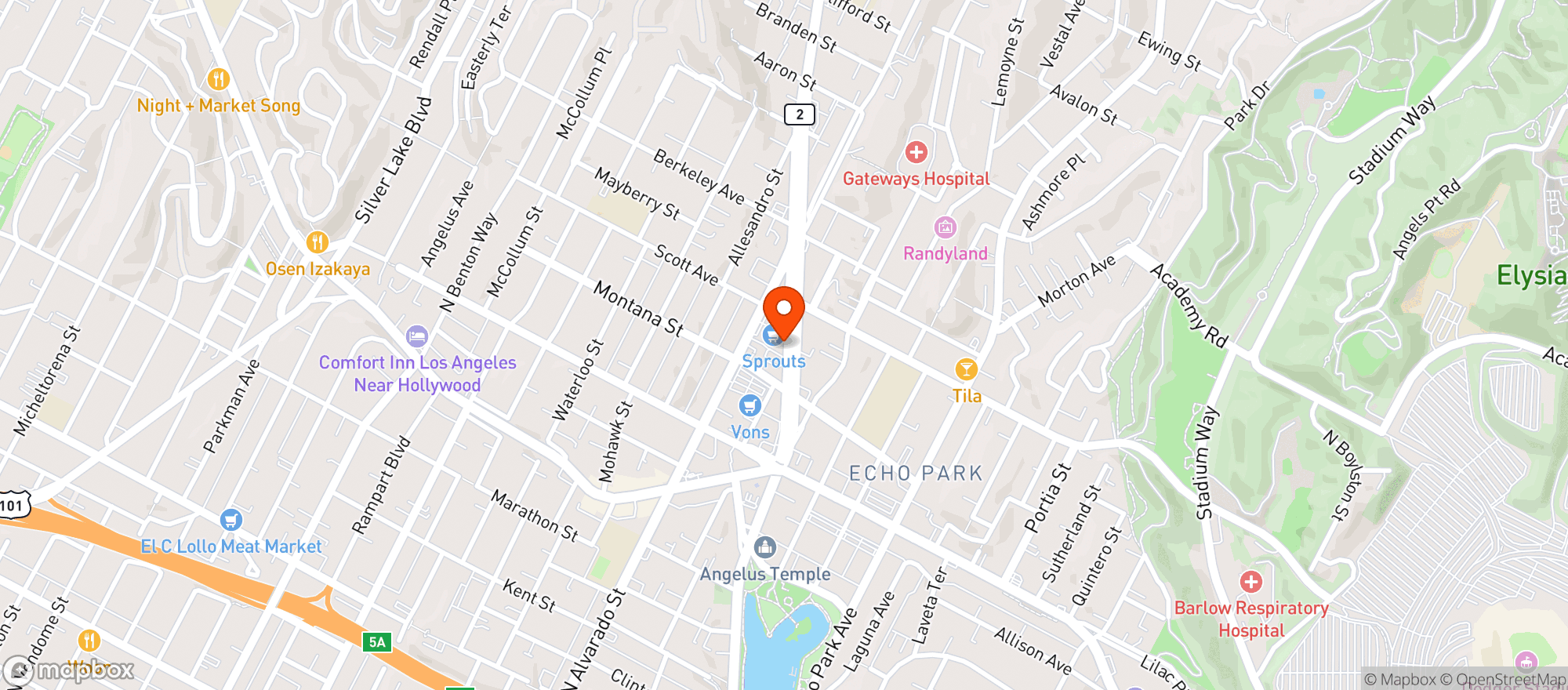 Map showing SPROUTS FARMERS MARKET (ECHO PARK)