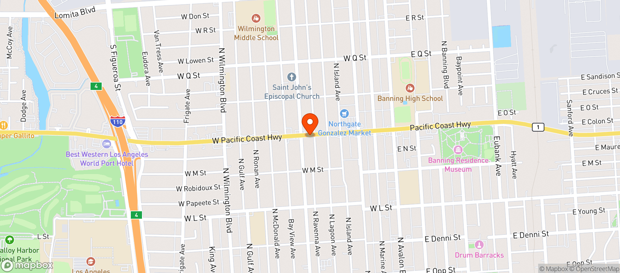 Map showing Curbside Pch