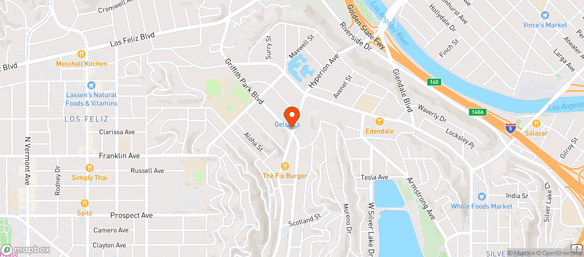 Map showing Gelson’s Silver Lake
