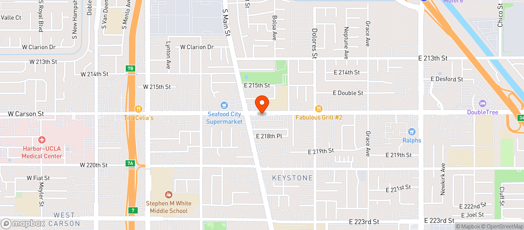 Map showing Vallarta Supermarkets