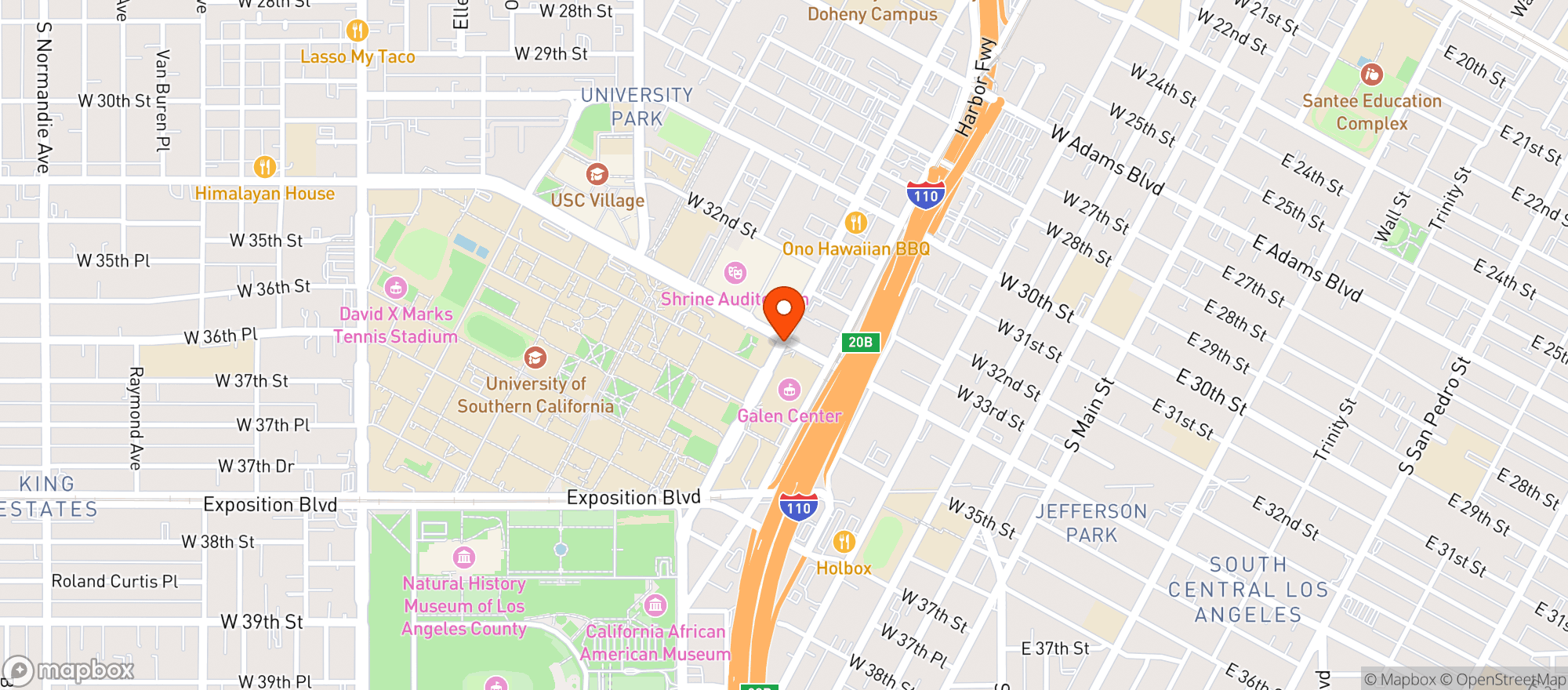 Map showing Galen Center