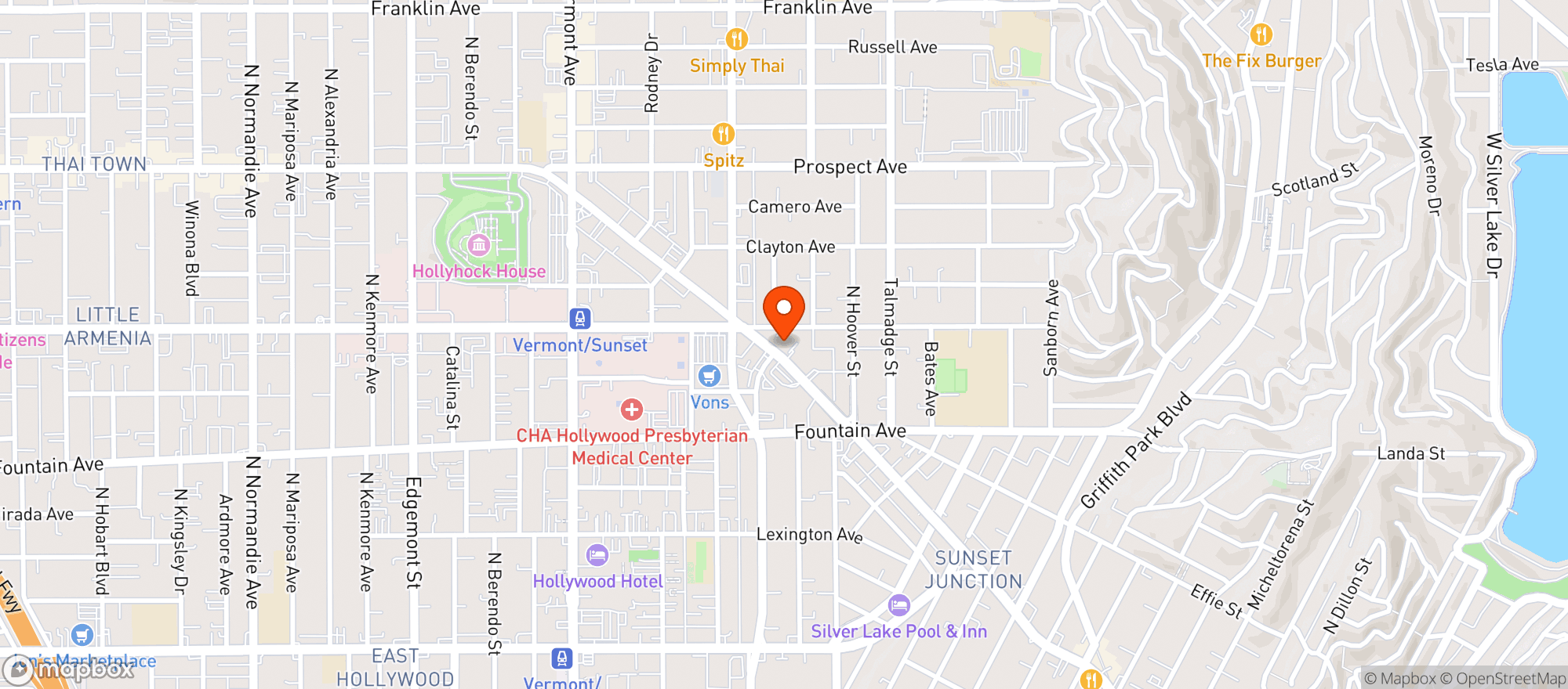 Map showing Los Angeles Kush - Hollywood