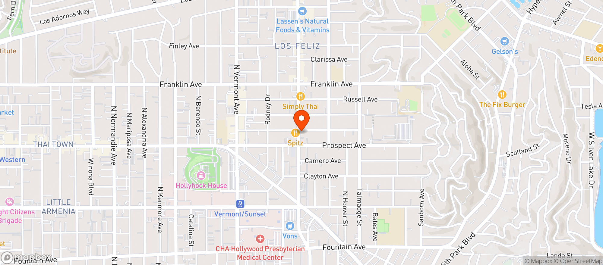 Map showing Los Feliz Smoke Shop - Los Angeles