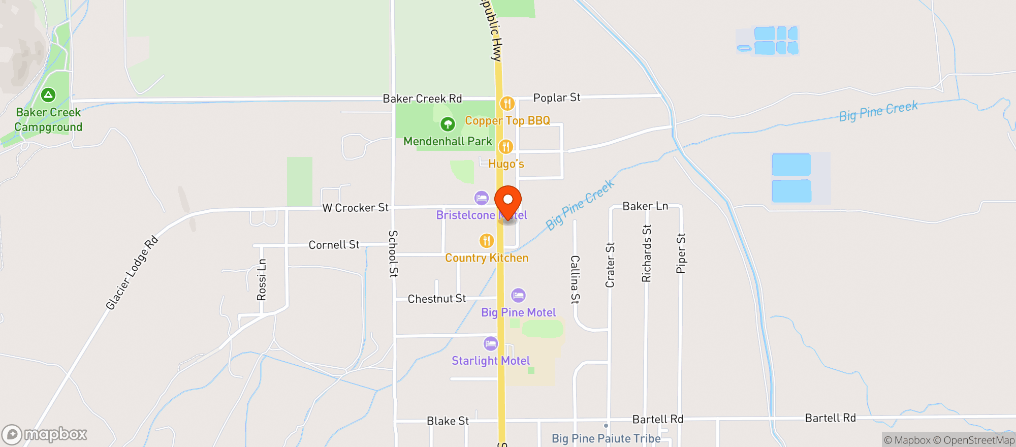 Map showing Brewed Awakening - Big Pine
