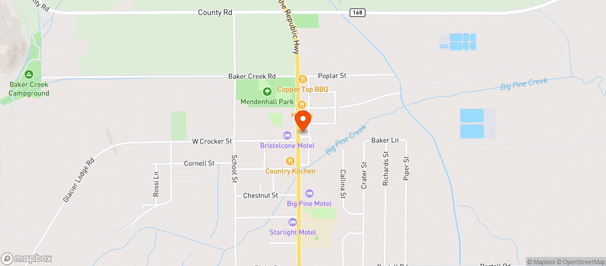 Map showing Hi Country Market & Hardware Chevron - Big Pine