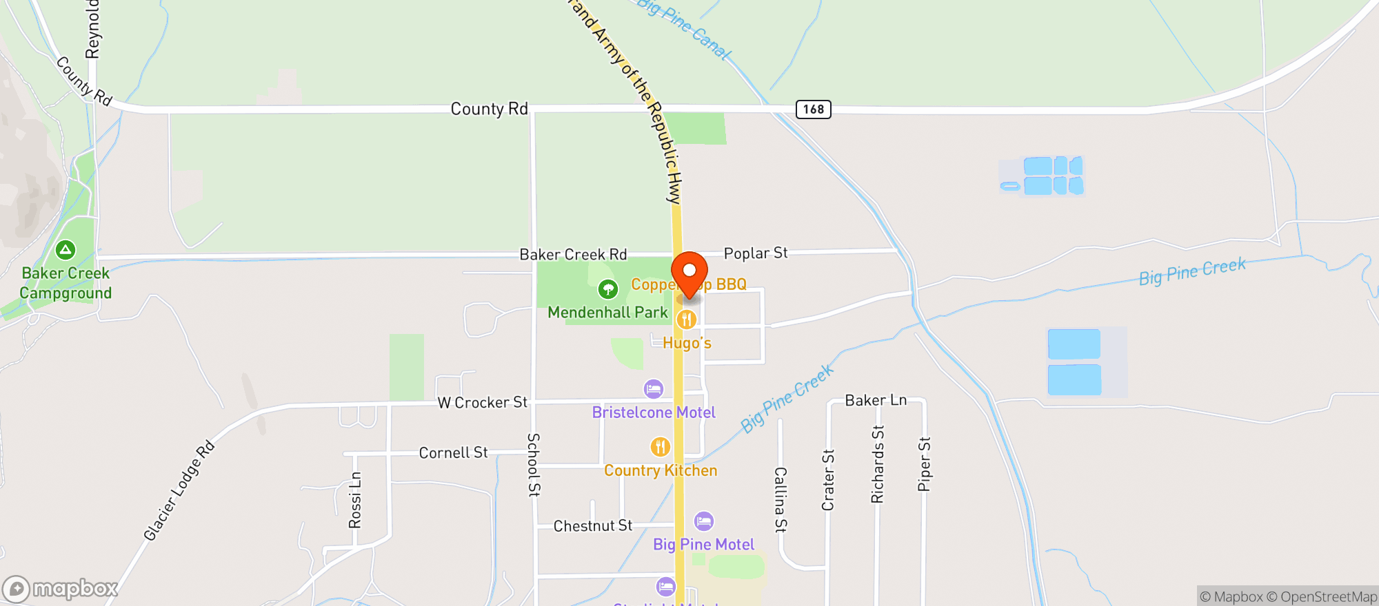 Map showing Mobil - Big Pine