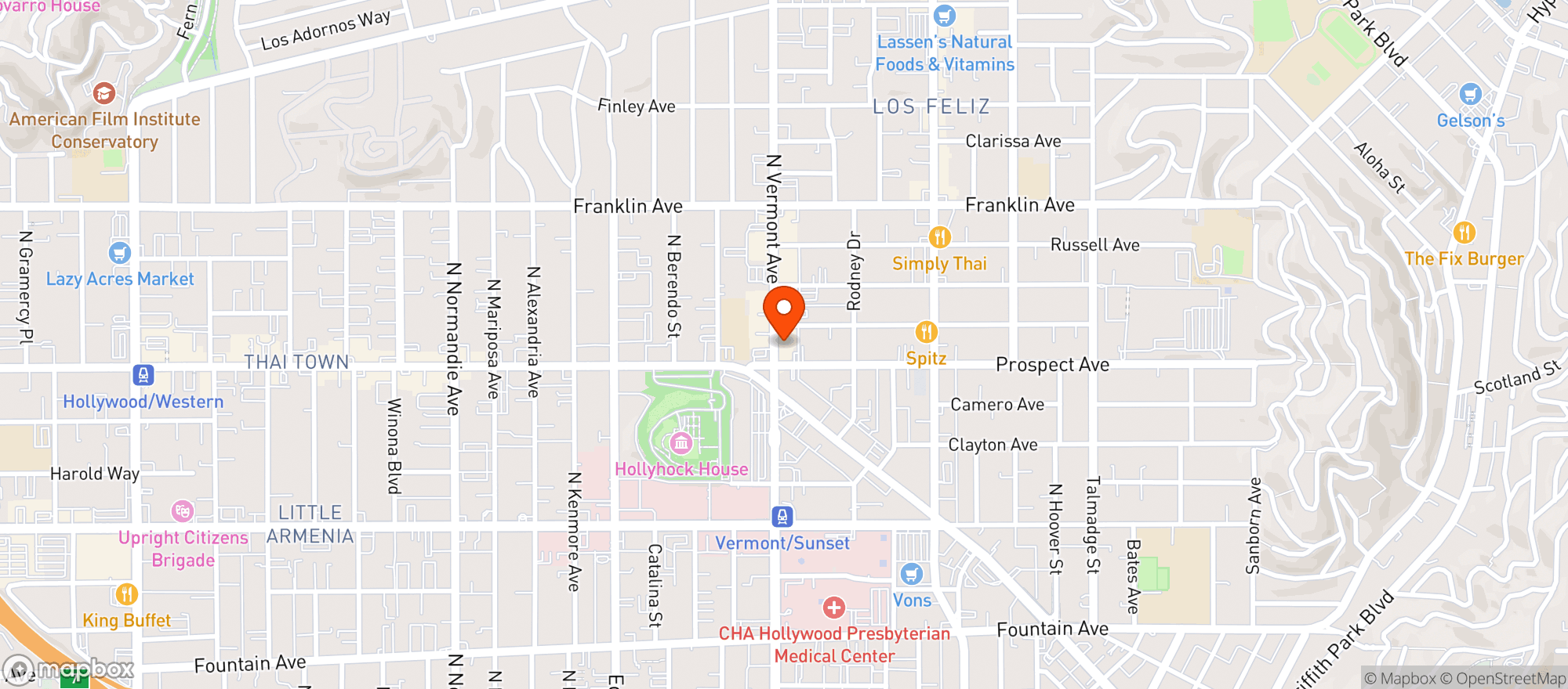 Map showing Hi Tops Los Feliz