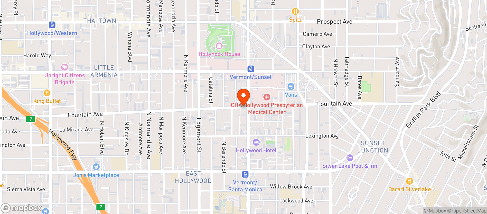 Map showing Fountain Liquor - Los Angeles