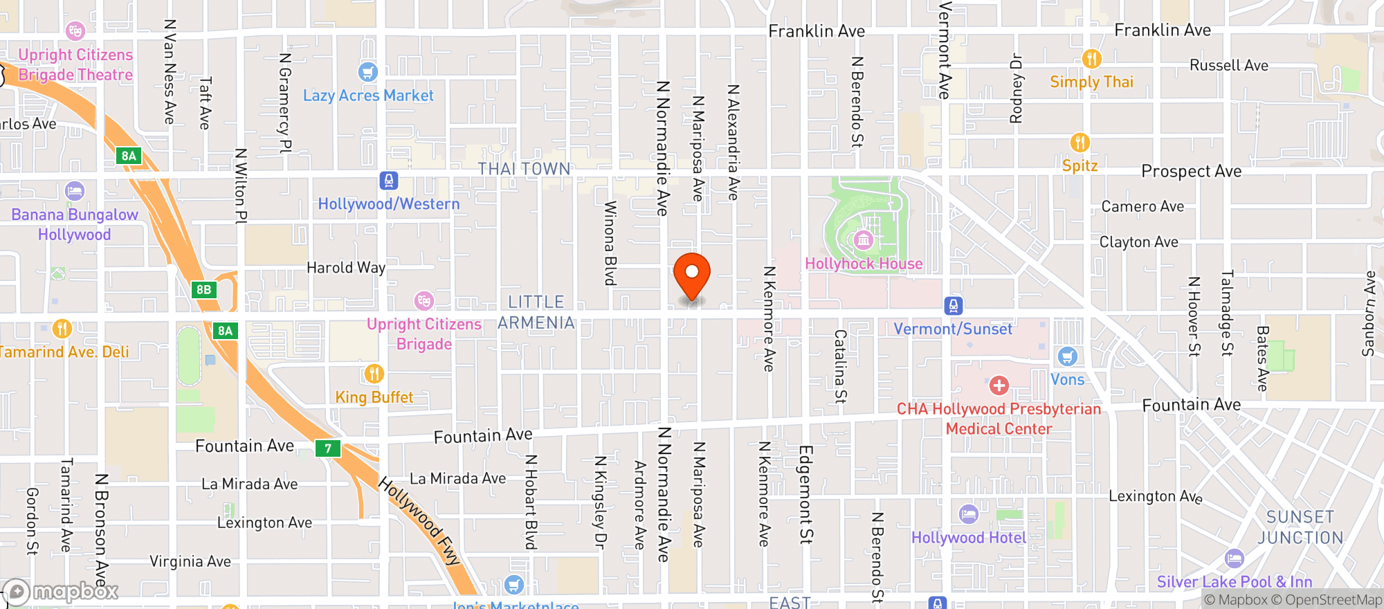 Map showing Trees Hollywood