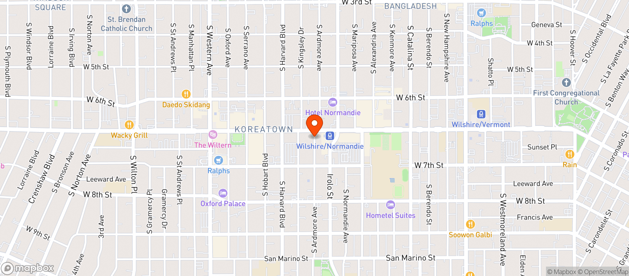 Map showing Break Room 86 at The Line Hotel