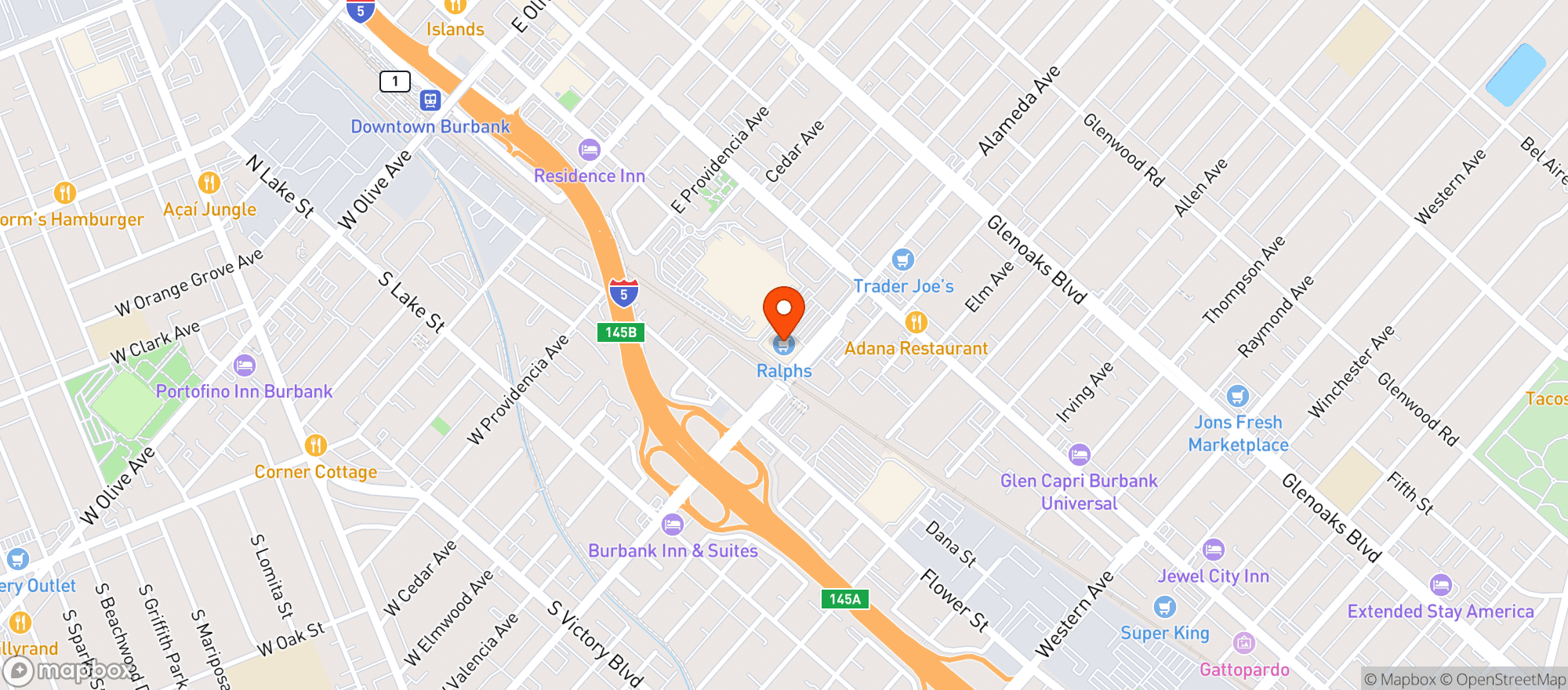 Map showing Ralphs (703) - 00193 - The Gateway At Burbank