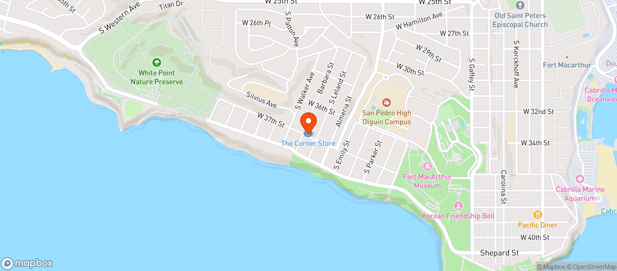 Map showing The Den San Pedro