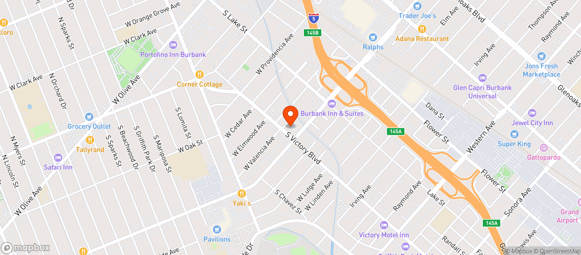 Map showing Alameda Liquor