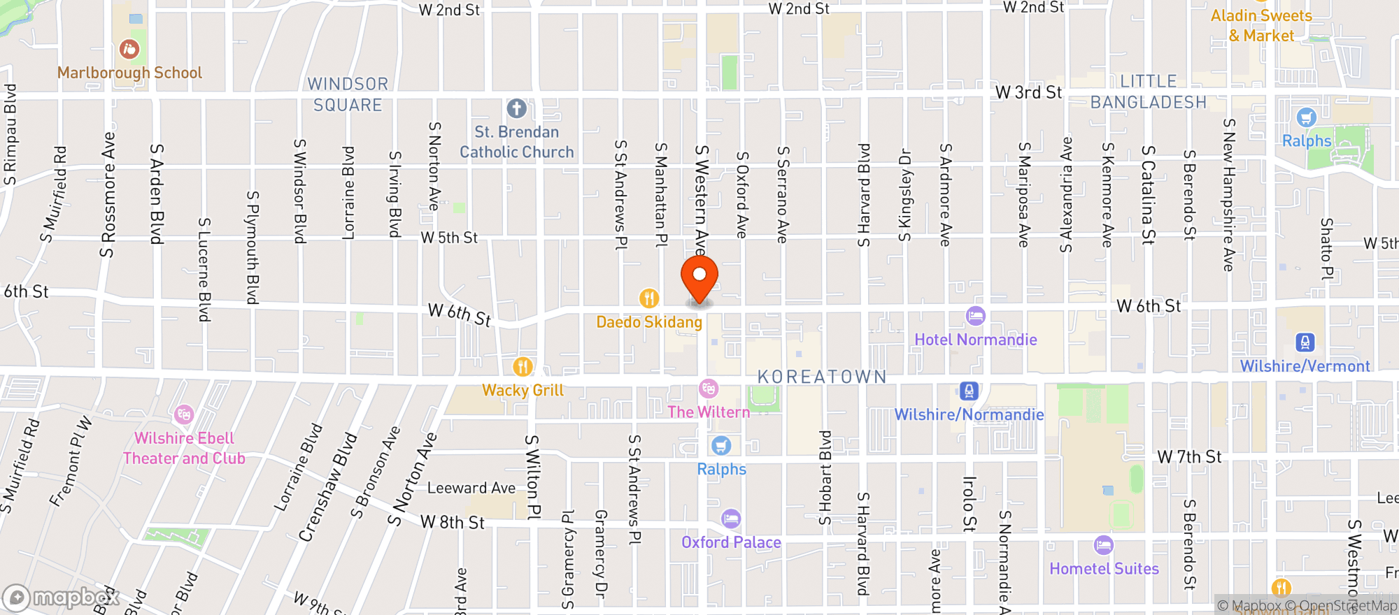 Map showing Western Liquor and Wine - Los Angeles