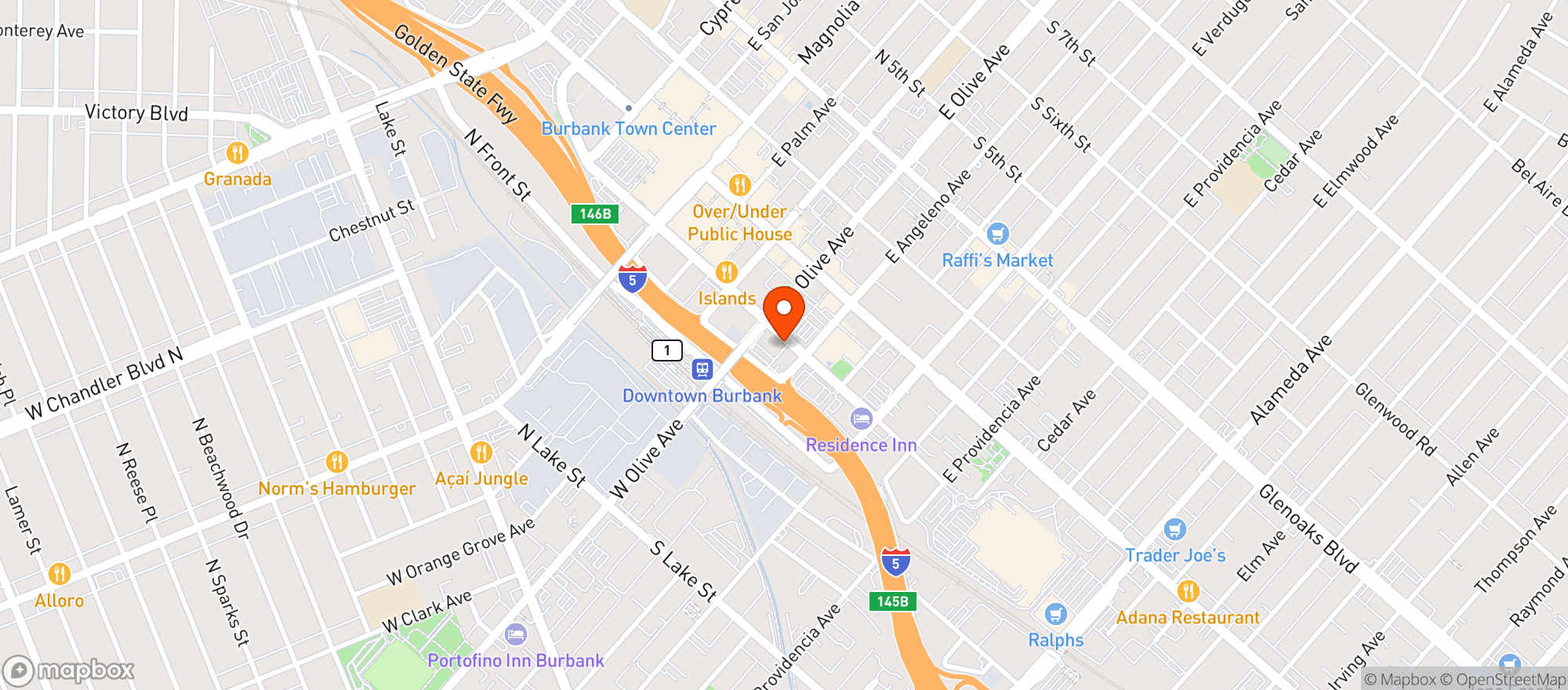 Map showing Bjs Restaurant & Brewhouse