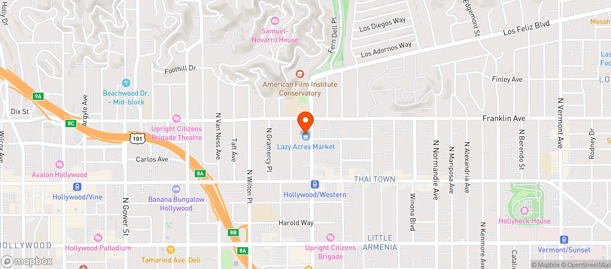 Map showing Lazy Acres Natural Market