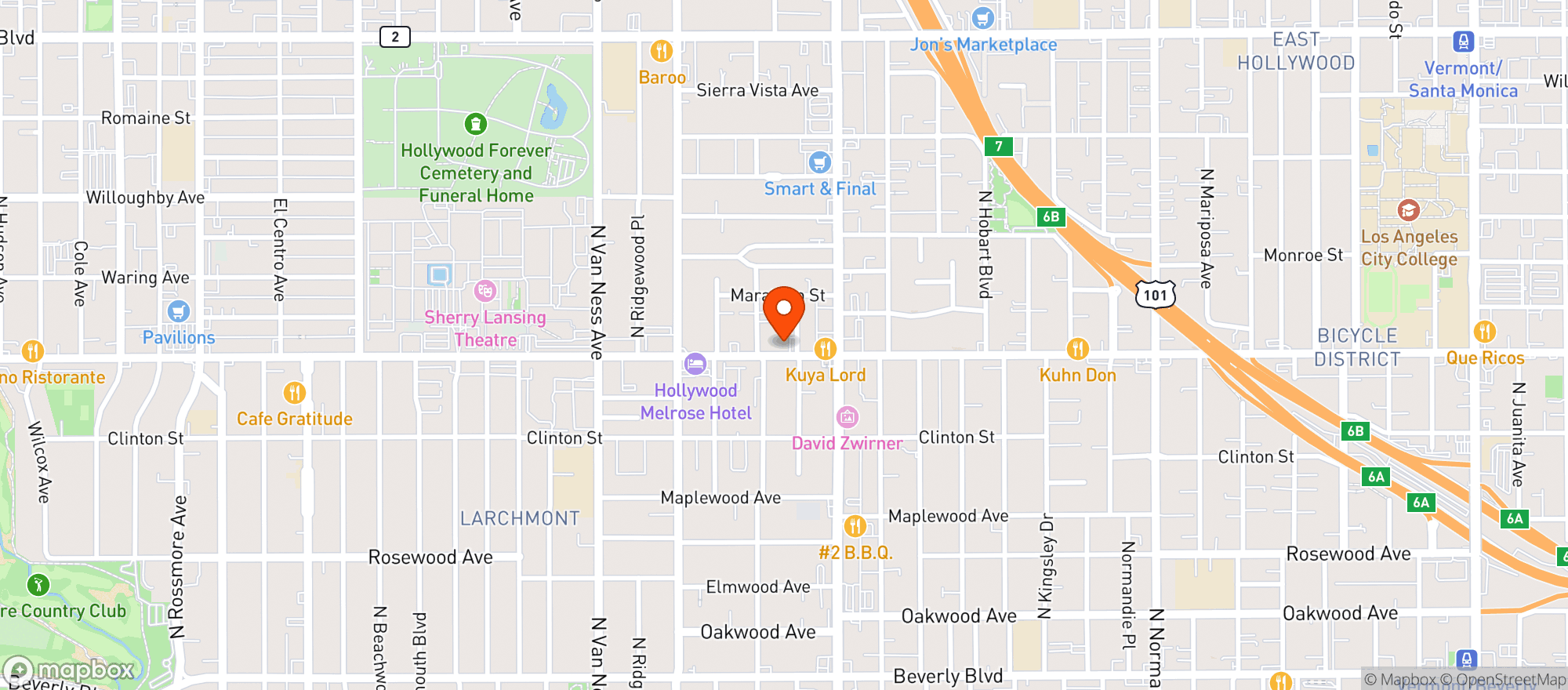 Map showing La Grocery & Cafe