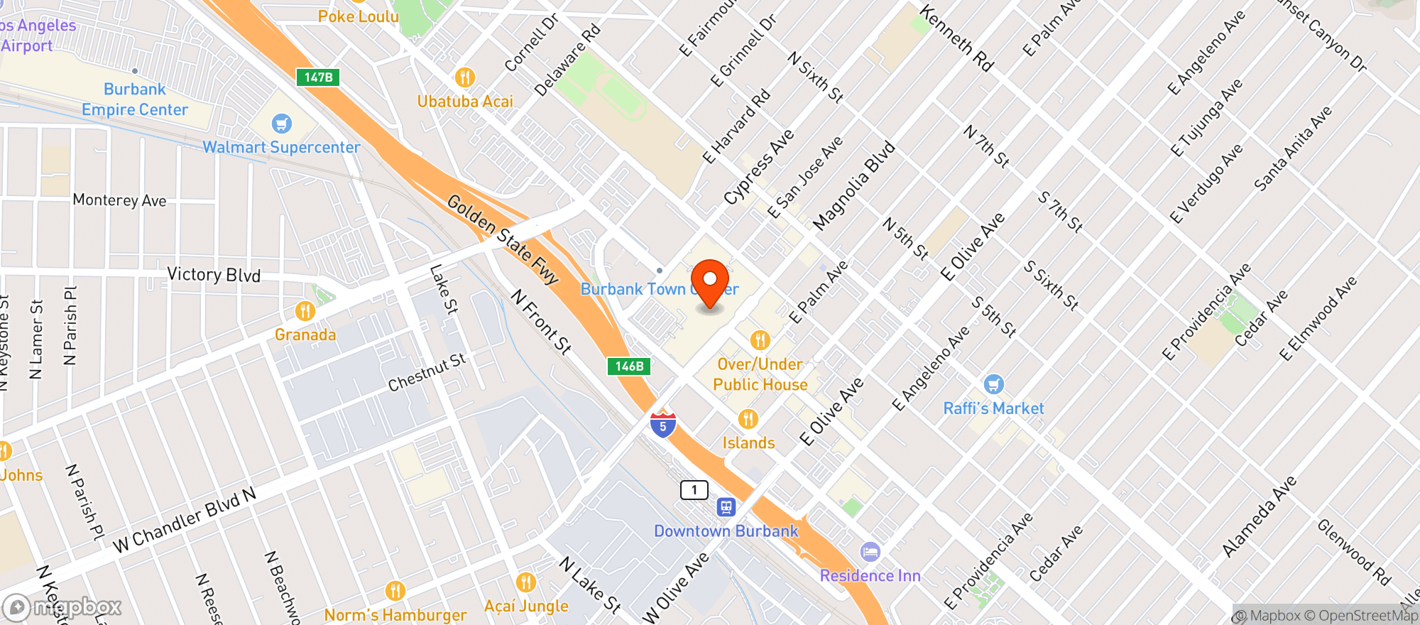 Map showing World Market Burbank