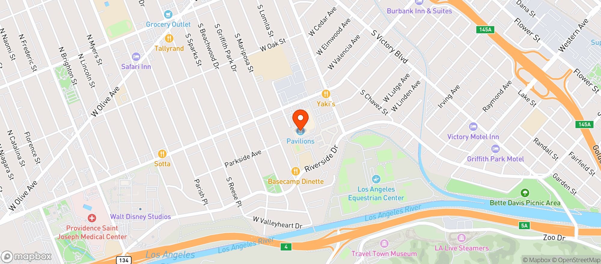 Map showing Pavilions