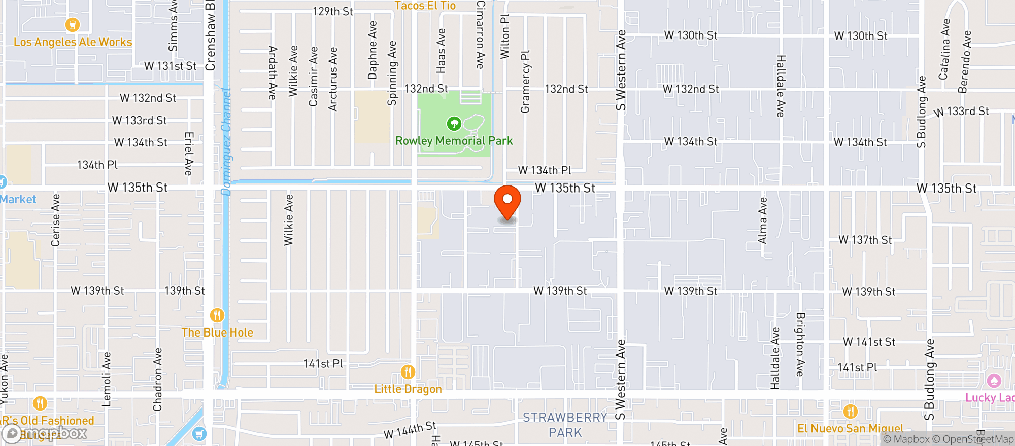 Map showing Del Rey Beverage Distributors