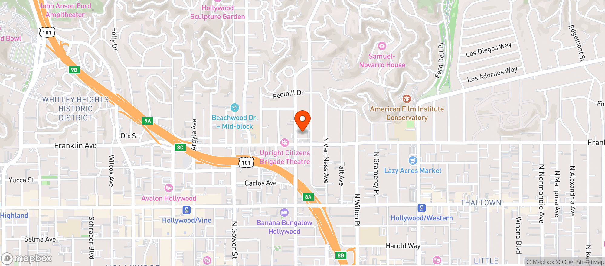 Map showing Gelson’s Hollywood