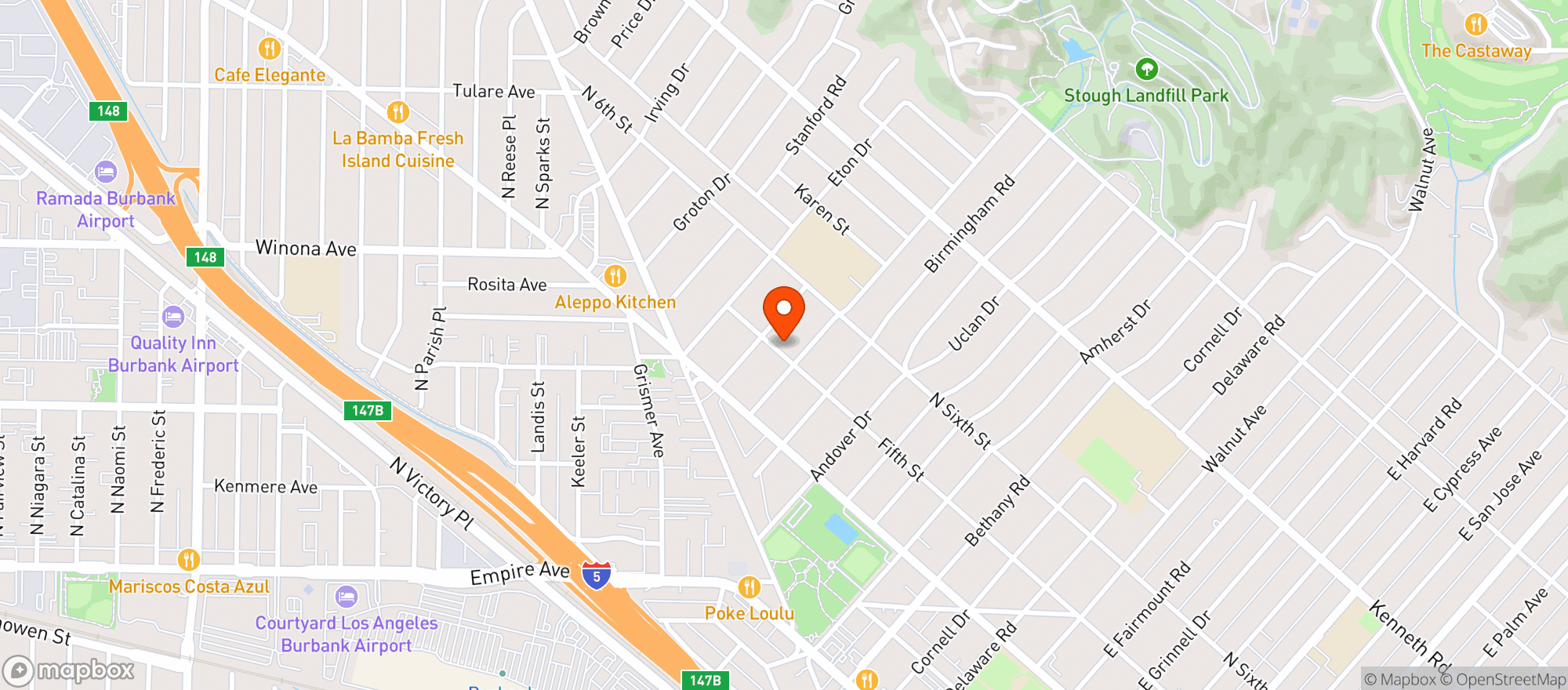 Map showing Kwik Serv Gas Station - Burbank