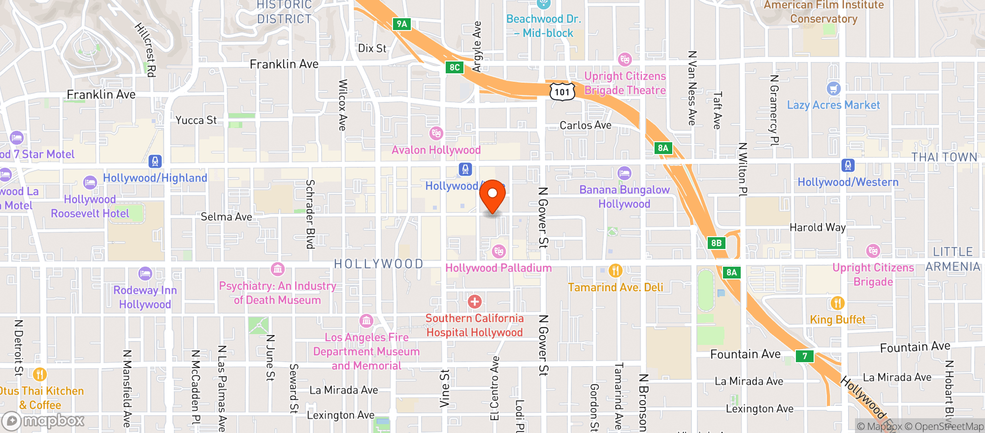 Map showing Bristol Farms - 20 - Selma Ave