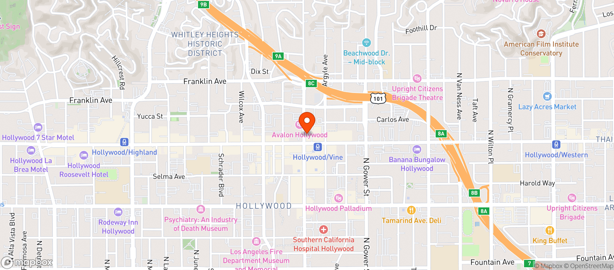Map showing Pineapple Express - Hollywood
