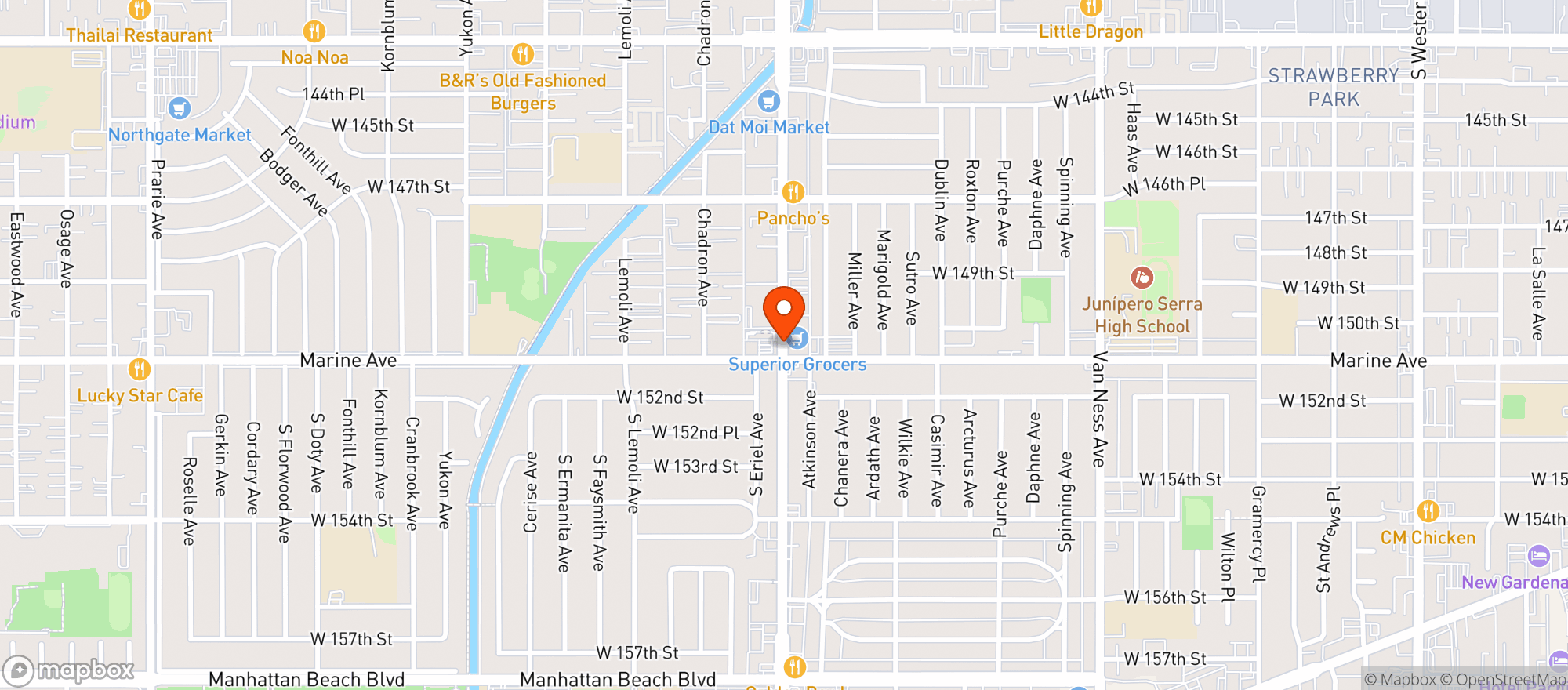 Map showing Superior Grocers