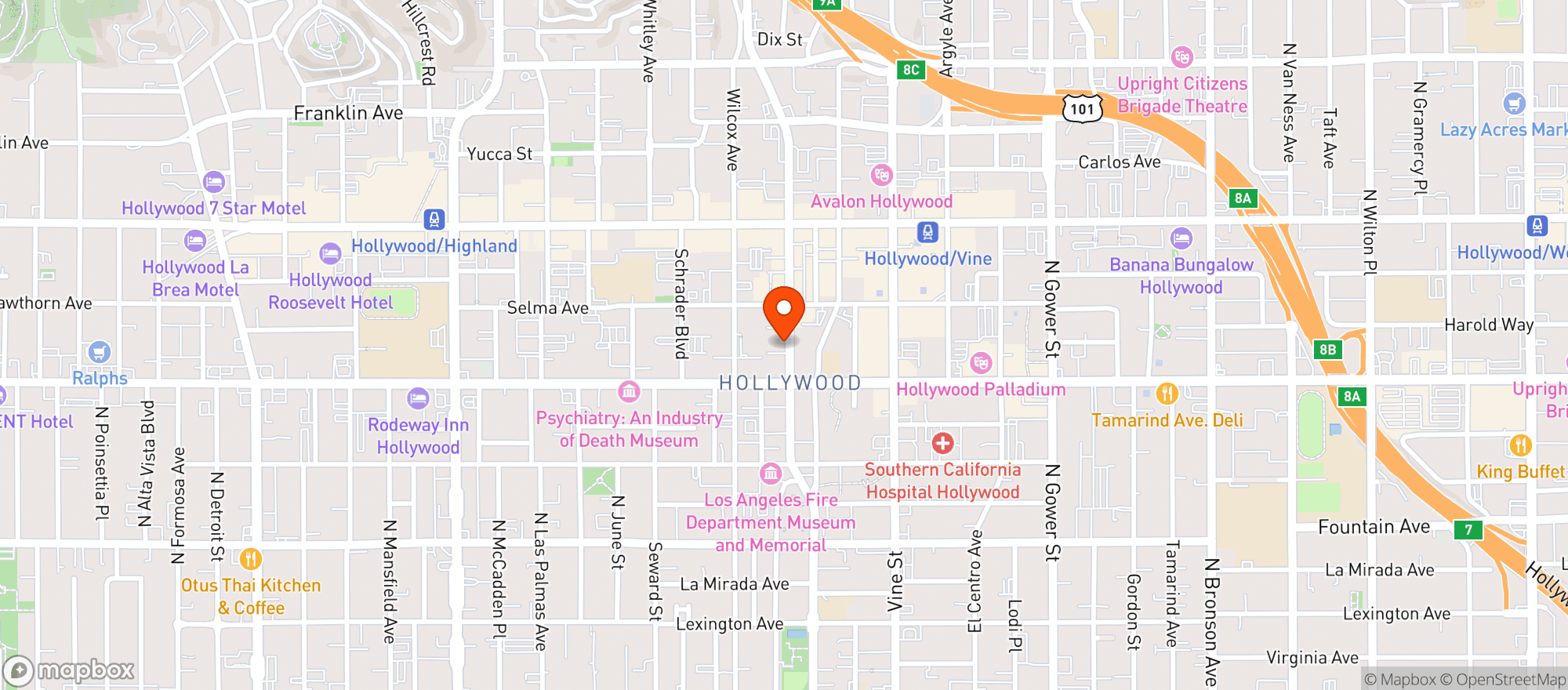 Map showing Hollywood
