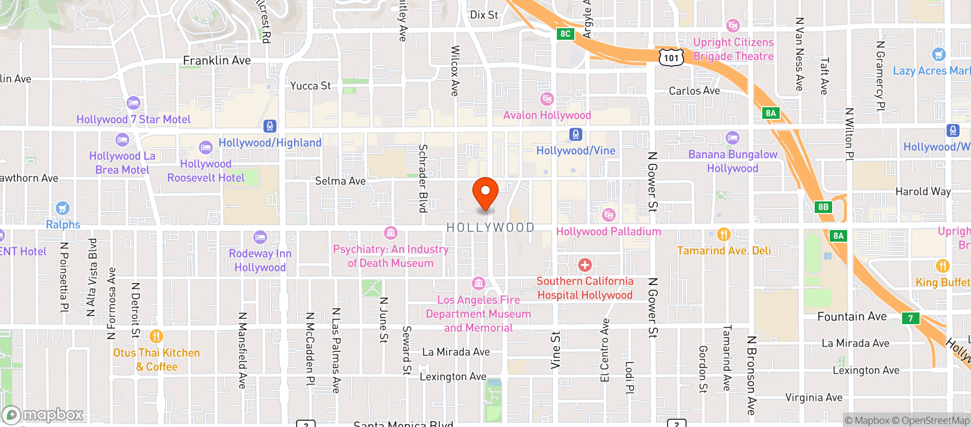 Map showing Mmd - Hollywood