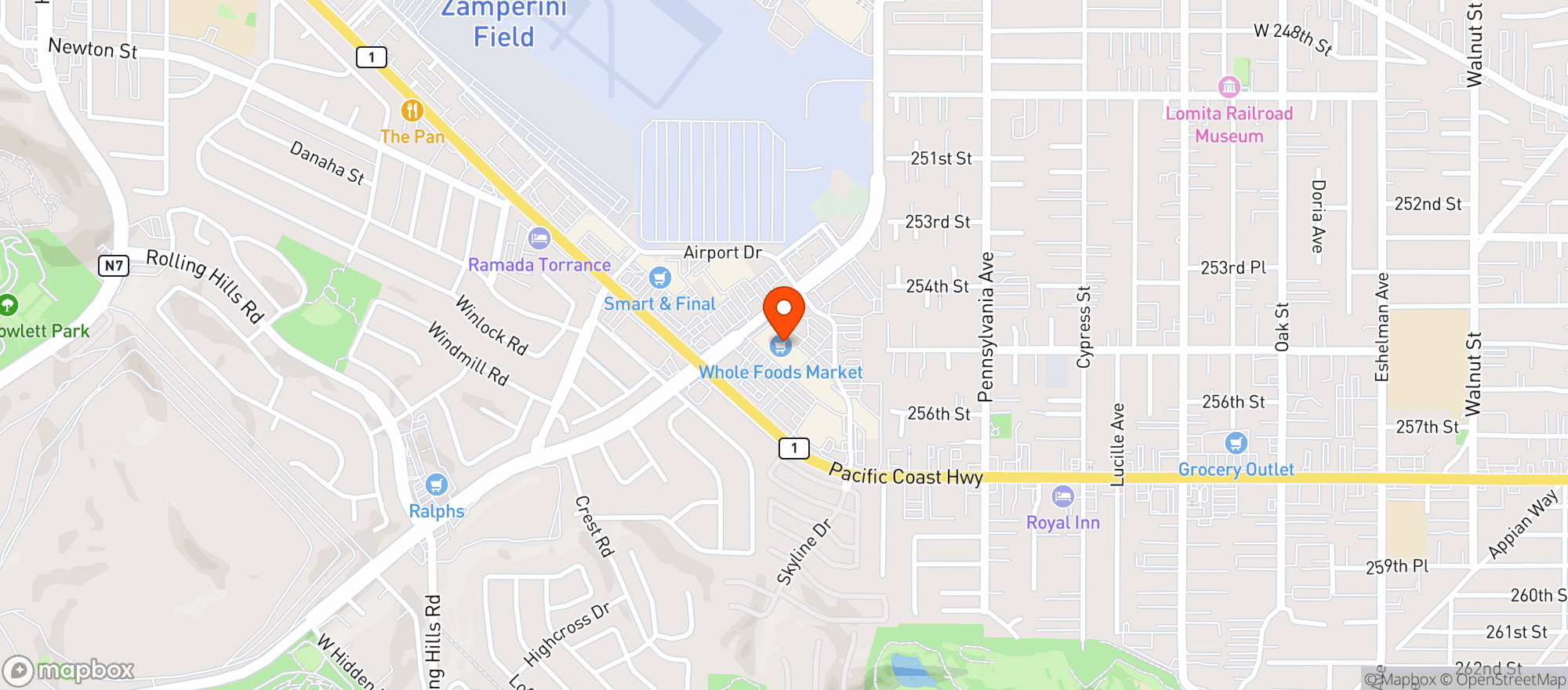 Map showing Whole Foods Market - Torrance