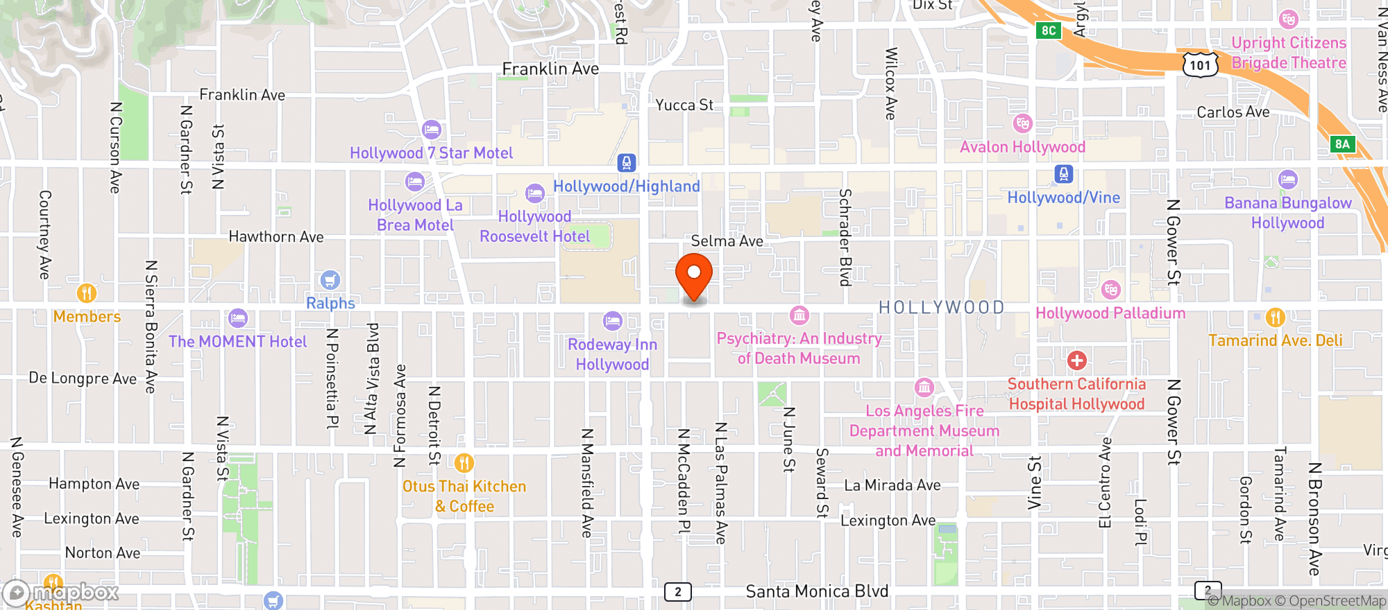 Map showing Javista Coffee - Hollywood