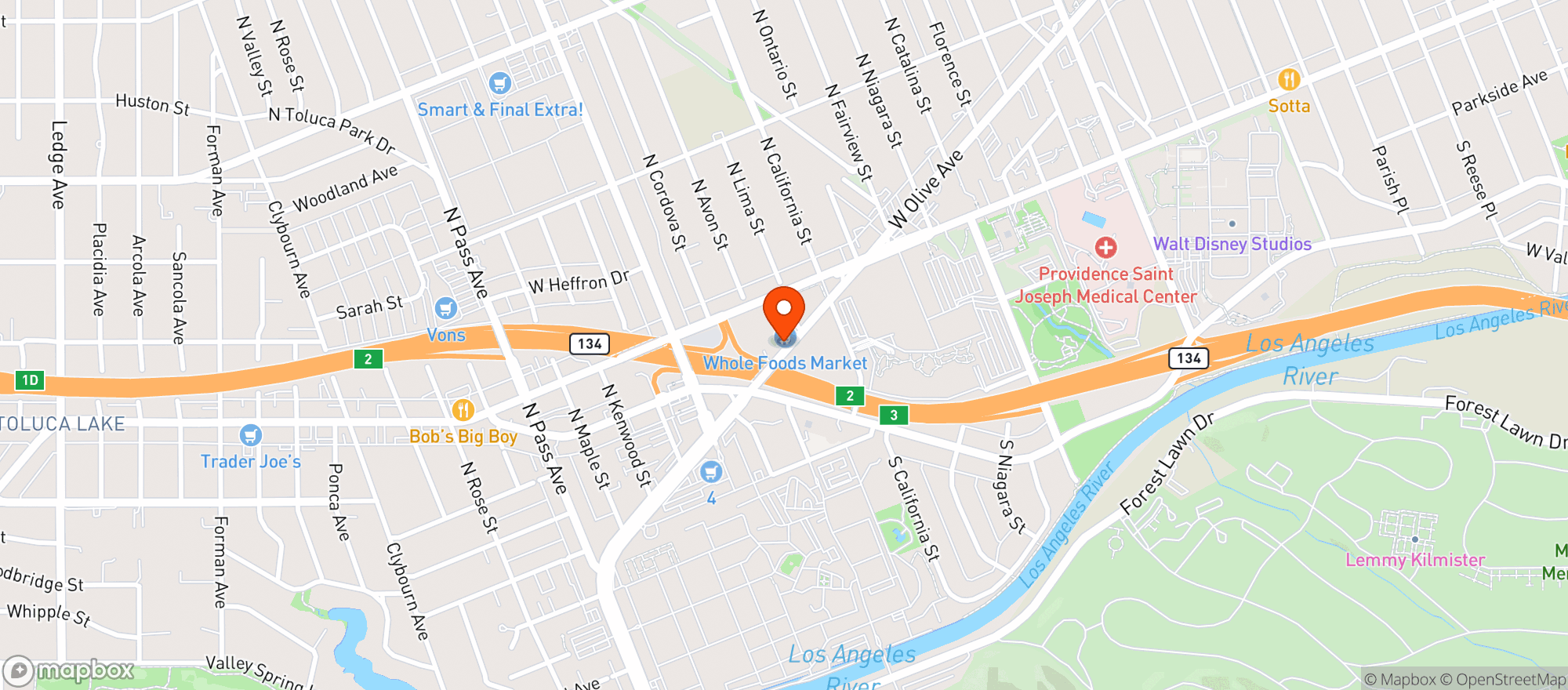 Map showing Whole Foods Market | Burbank