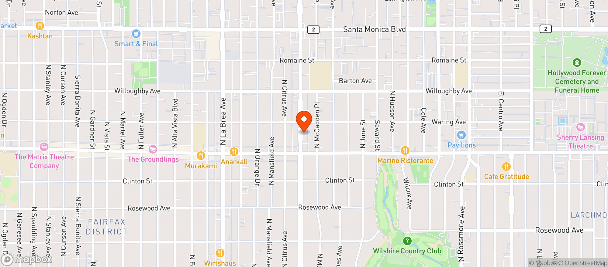 Map showing Exotix Los Angeles