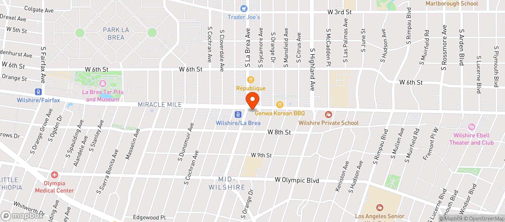 Map showing GoPuff - Wilshire