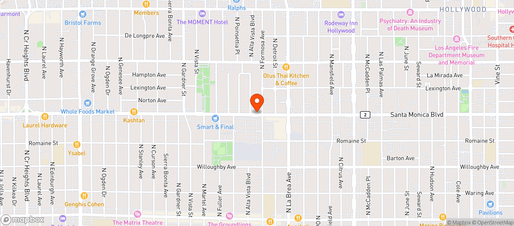 Map showing 4Twenty Market Weed Dispensary West Hollywood