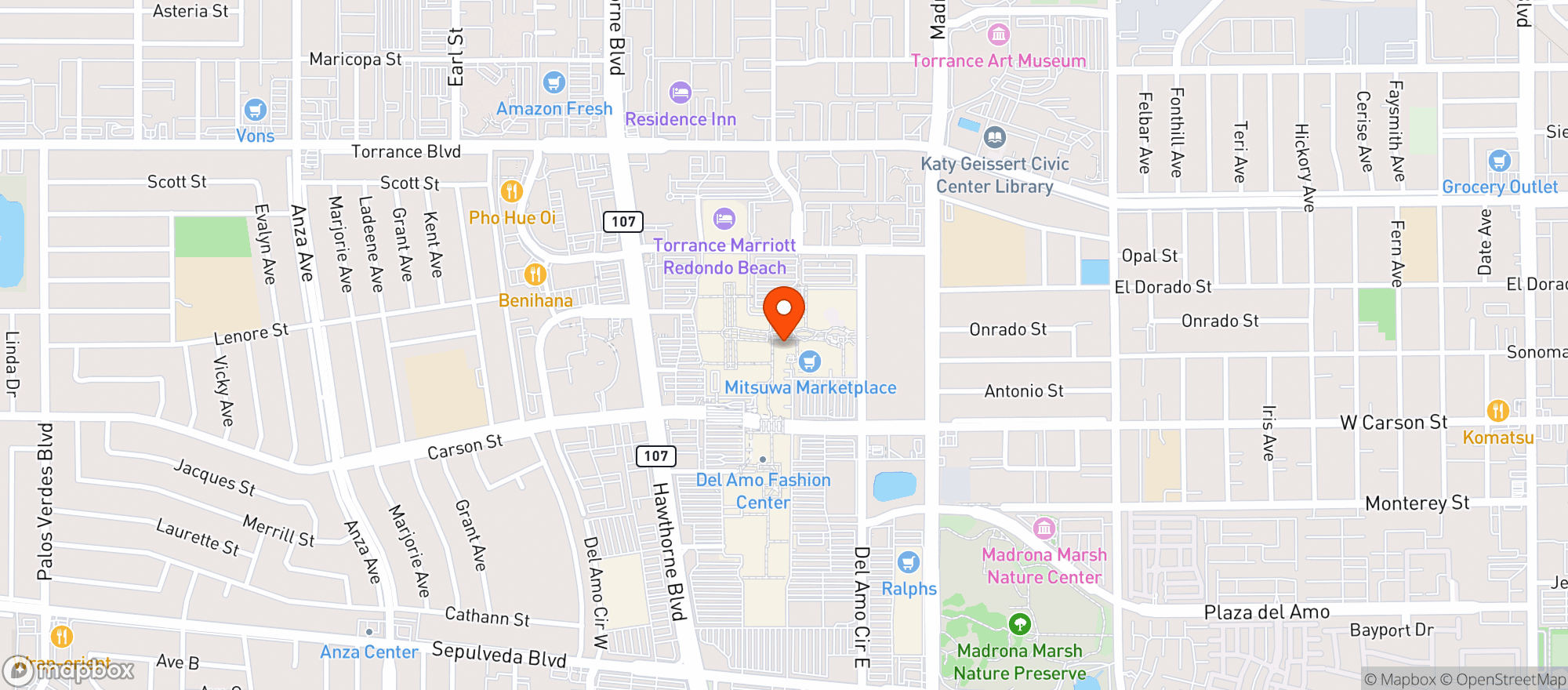 Map showing Bjs Restaurant & Brewhouse