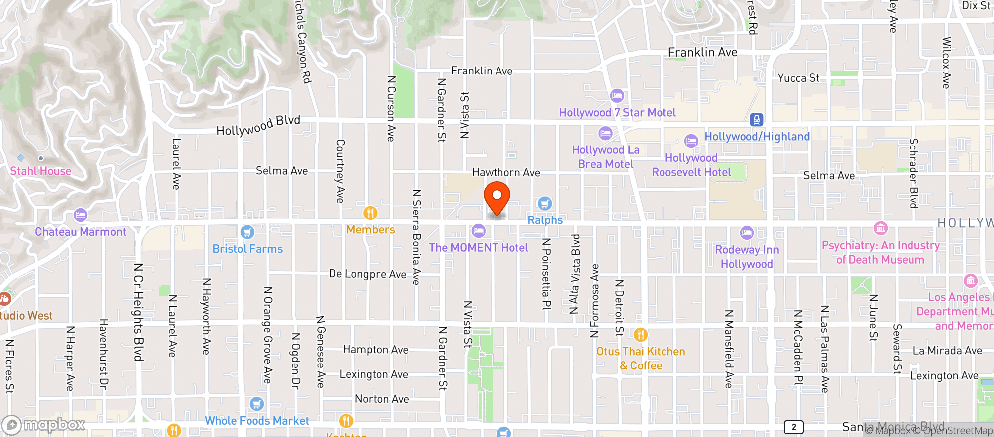 Map showing Sunset Plaza Liquors