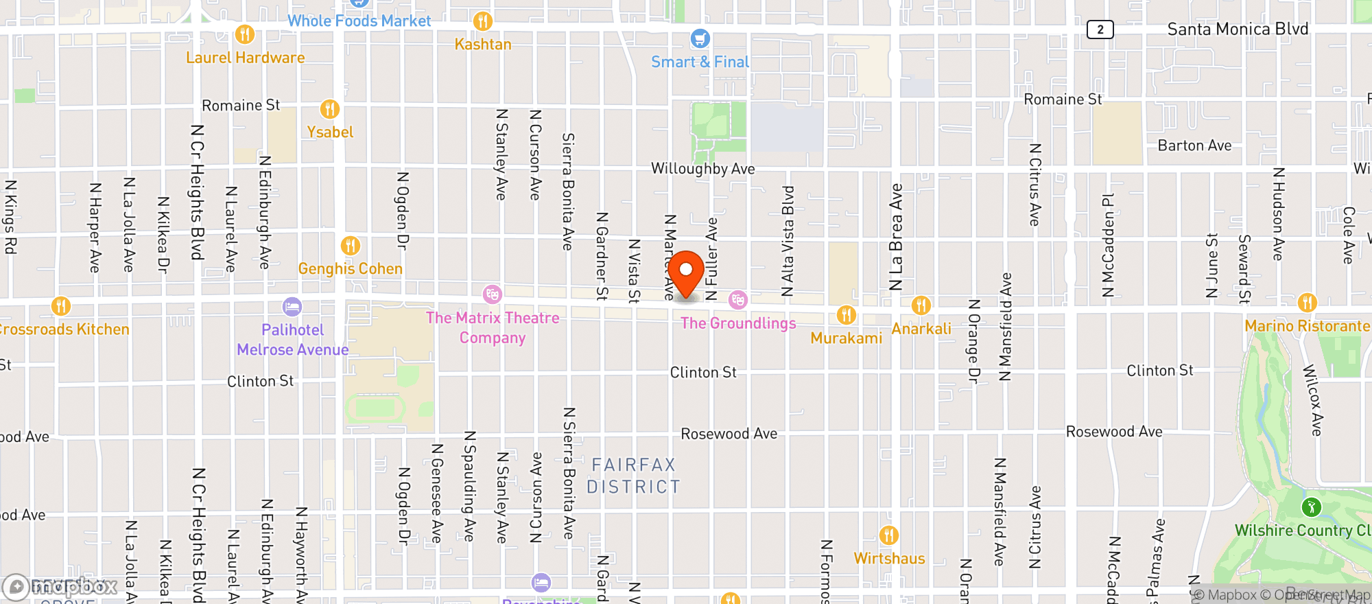 Map showing Carmel Restaurant