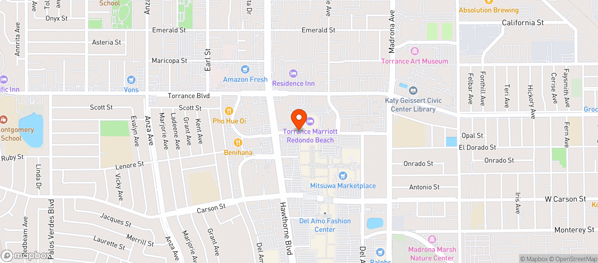 Map showing Marriott Hotels & Resorts