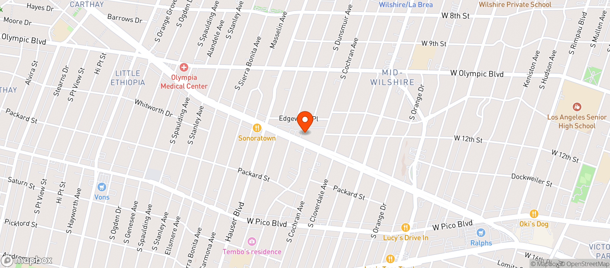 Map showing Yummy #5 - Mid City