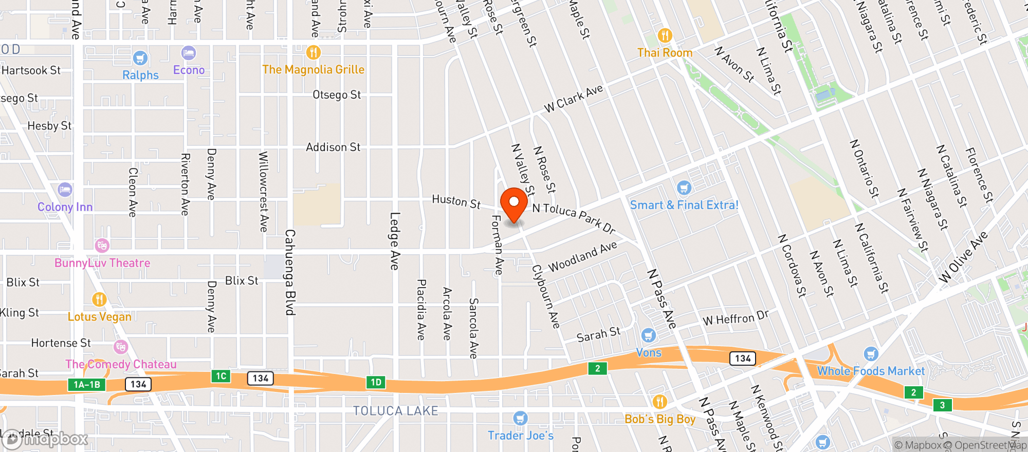 Map showing Prestige Wines & Spirits - Toluca Lake