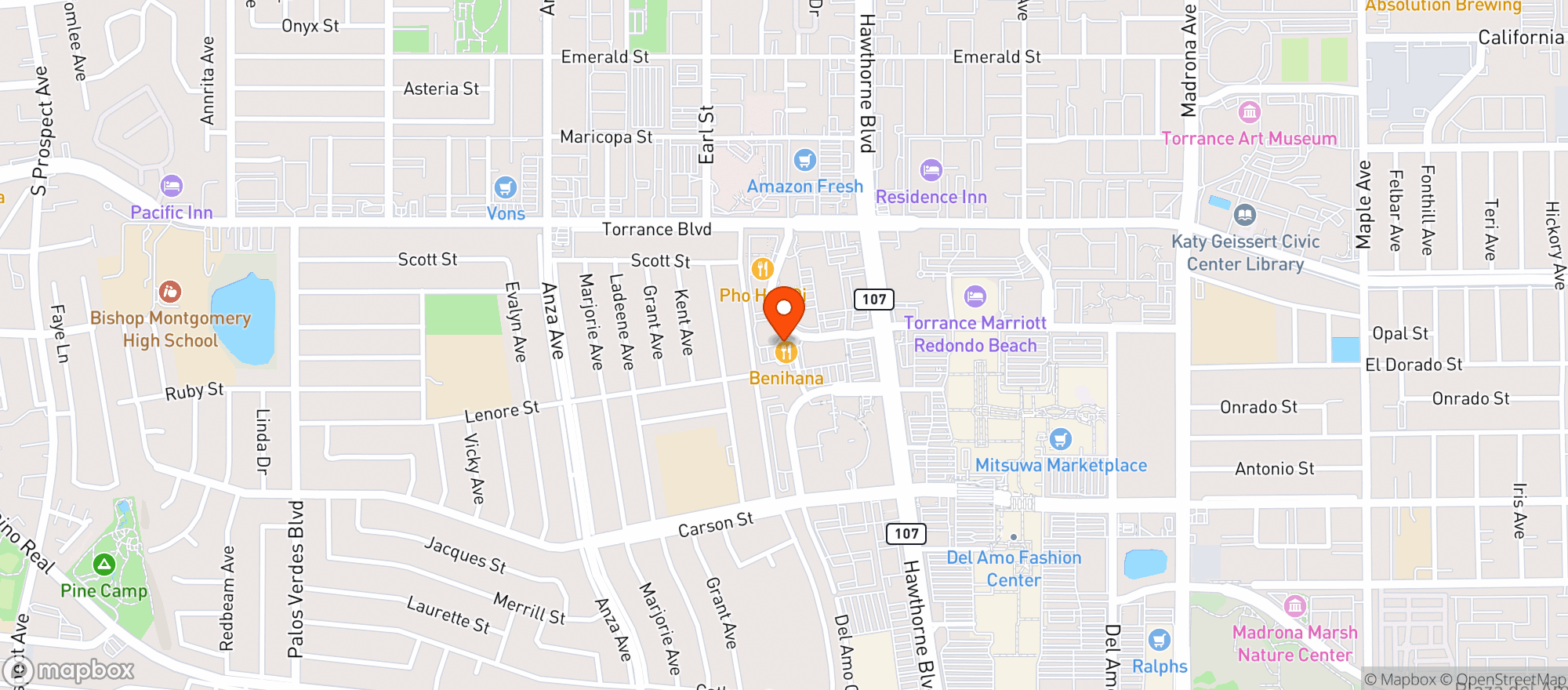 Map showing Benihana #1021