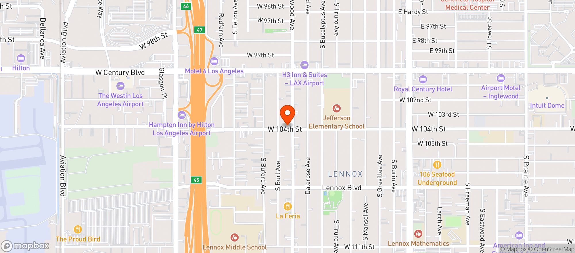 Map showing Tienda Latina Market