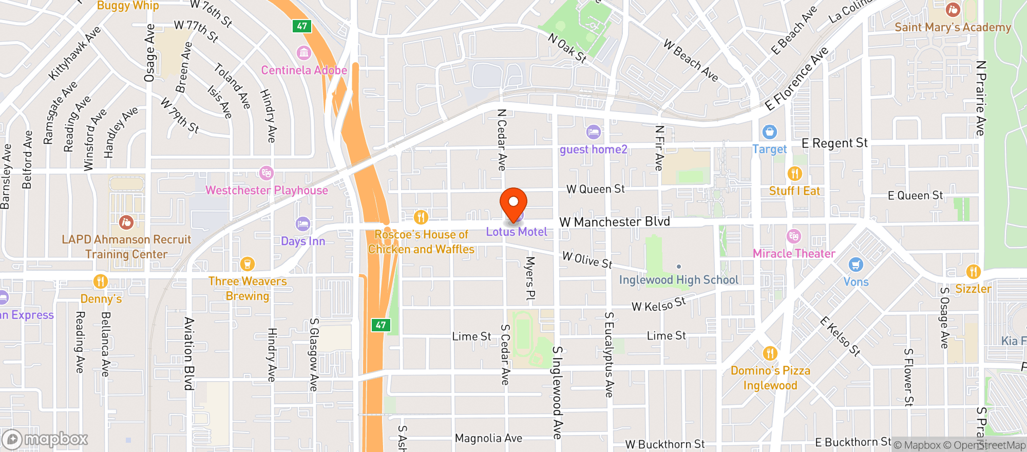 Map showing Andys Liquor